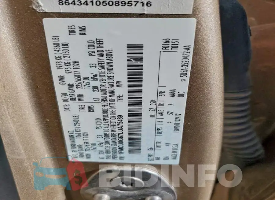 1FMCU0G67LUA75489 Photo# 13
