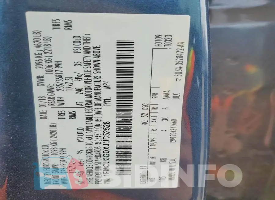 1FMCU0GDXJUB52528 Photo# 13
