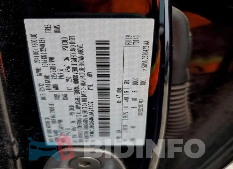 1FMCU9G64NUA21302 Photo# 13