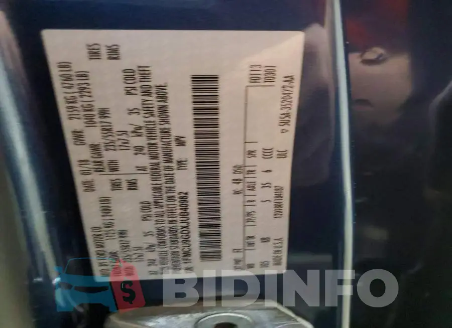 1FMCU9GDXJUB40982 Photo# 12