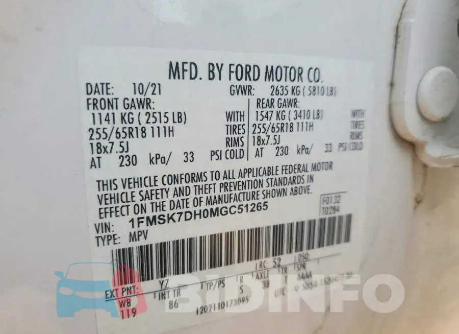 1FMSK7DH0MGC51265 Photo# 13