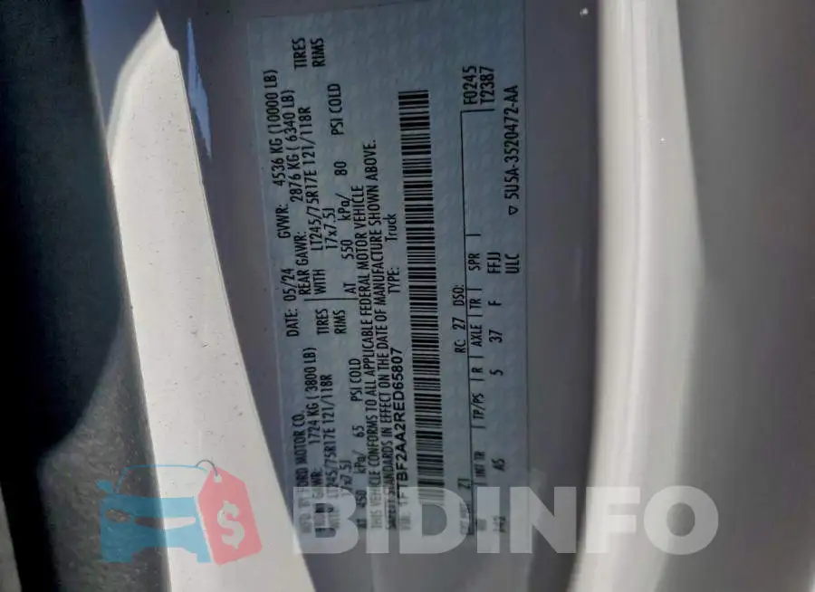 1FTBF2AA2RED65807 Photo# 12