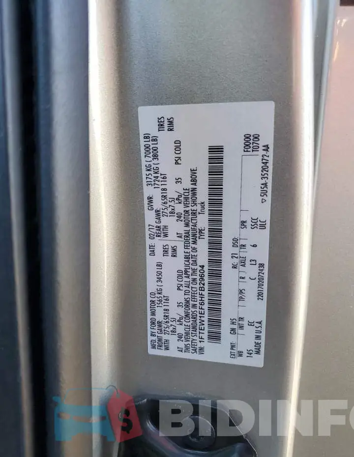 1FTEW1EF6HFB29604 Photo# 12