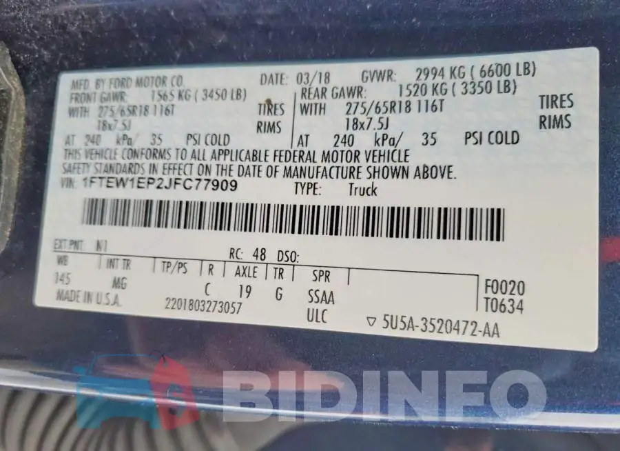 1FTEW1EP2JFC77909 Photo# 12