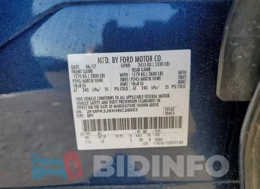 2FMPK3J9XHBC28553 Photo# 14