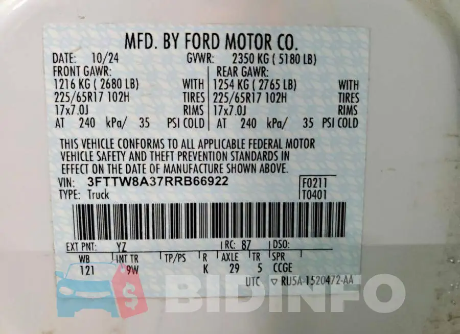 3FTTW8A37RRB66922 Photo# 12