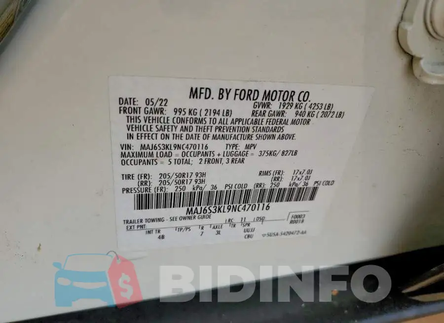 MAJ6S3KL9NC470116 Photo# 13
