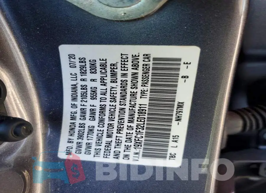19XFC1F32LE018911 Photo# 12
