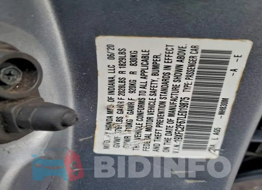 19XFC2F67LE019875 Photo# 12