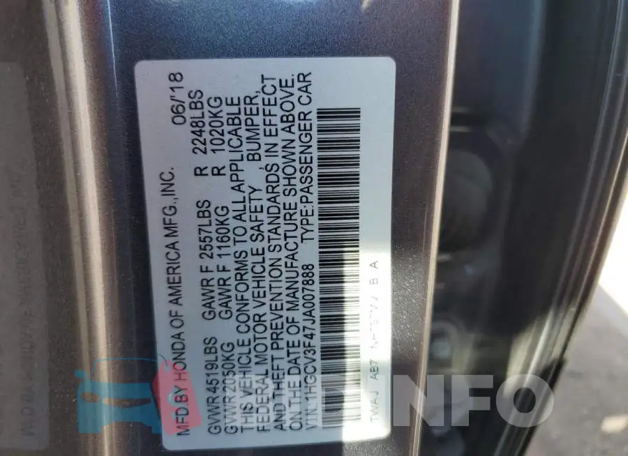 1HGCV3F47JA007888 Photo# 12