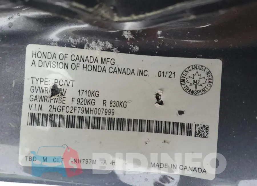 2HGFC2F79MH007999 Photo# 12