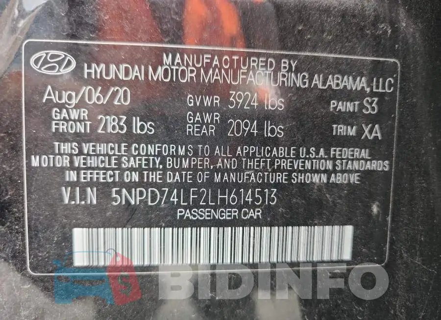 5NPD74LF2LH614513 Photo# 12