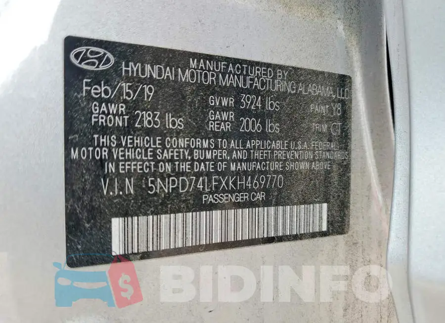 5NPD74LFXKH469770 Photo# 12