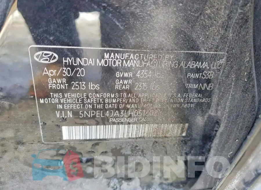5NPEL4JA3LH051608 Photo# 12