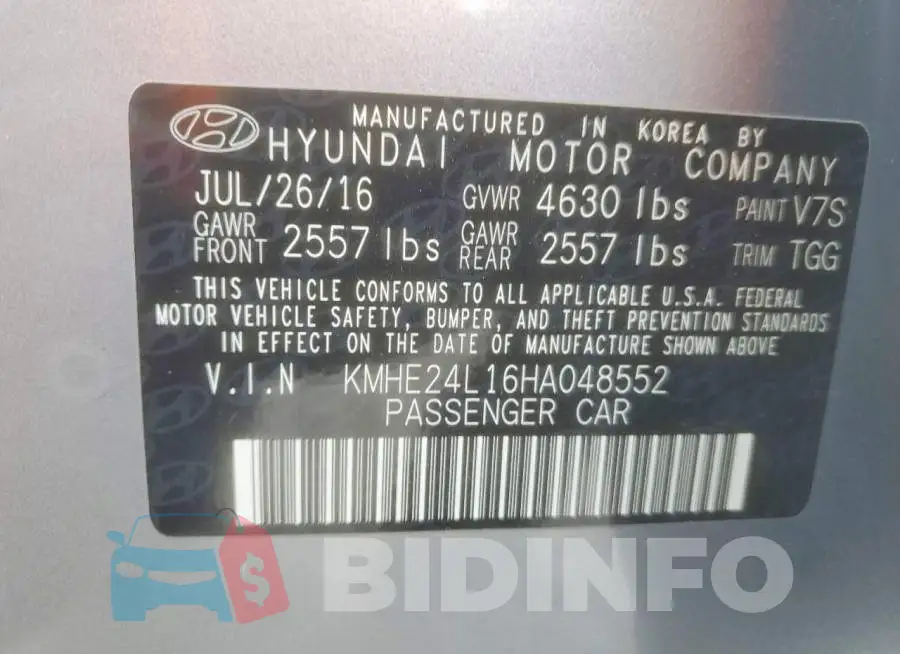 KMHE24L16HA048552 Photo# 13