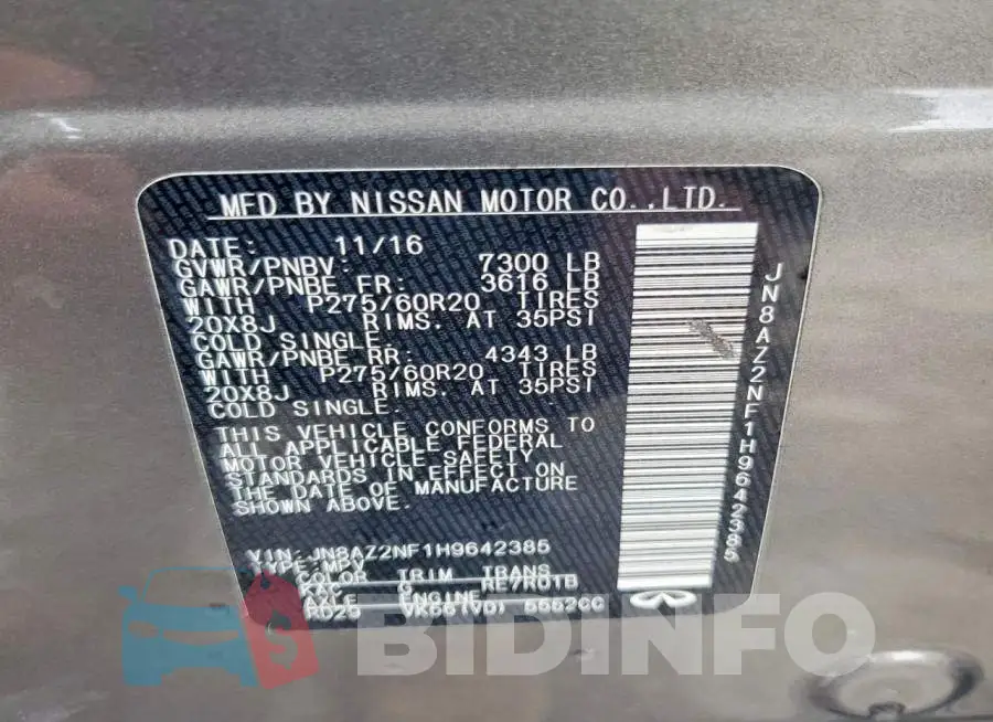 JN8AZ2NF1H9642385 Photo# 12