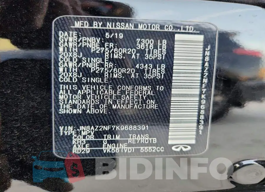 JN8AZ2NF7K9688391 Photo# 14