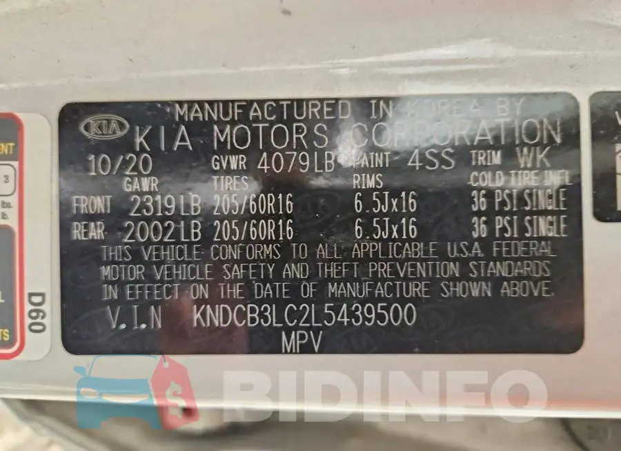 KNDCB3LC2L5439500 Photo# 12