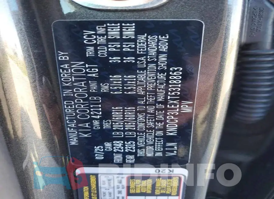 KNDCP3LEXT5318863 Photo# 14
