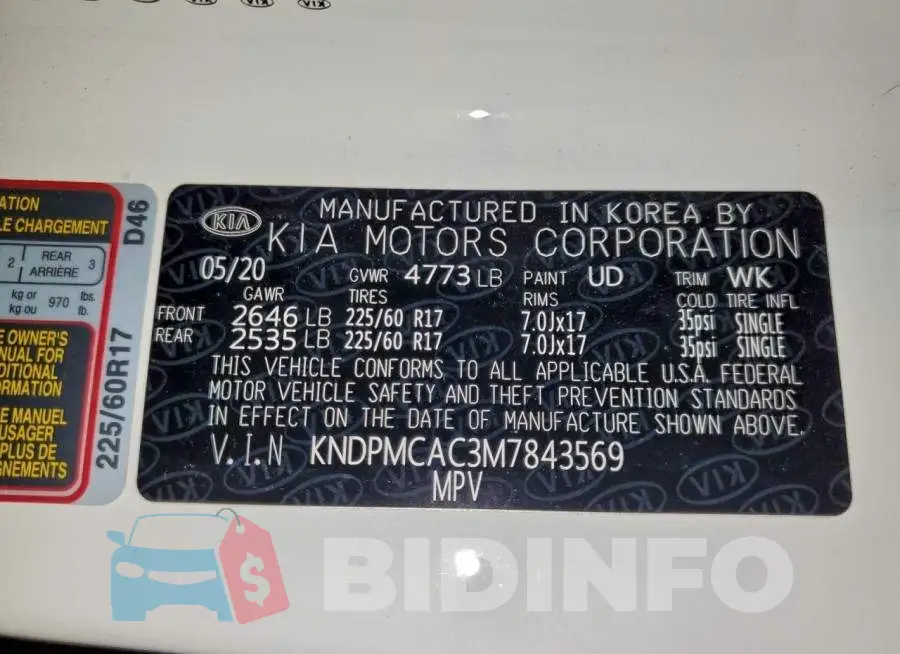 KNDPMCAC3M7843569 Photo# 13