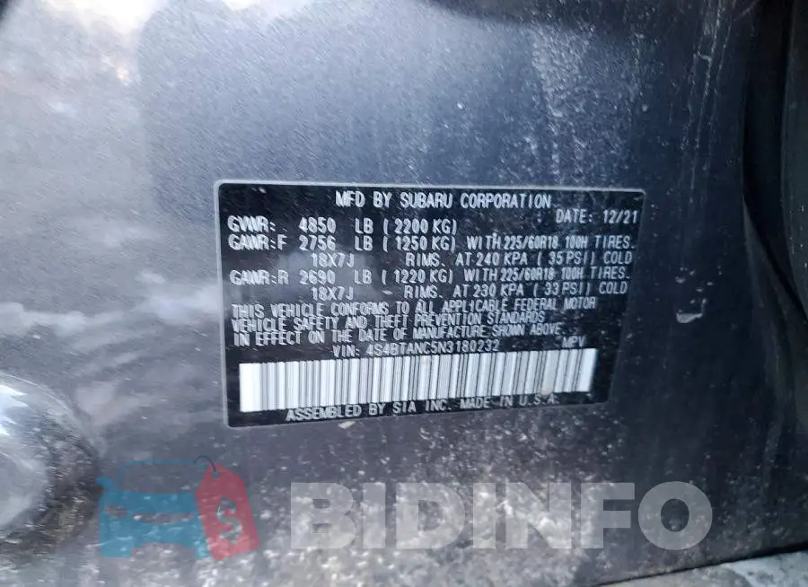 4S4BTANC5N3180232 Photo# 13