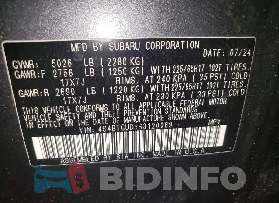 4S4BTGUD5S3120069 Photo# 13