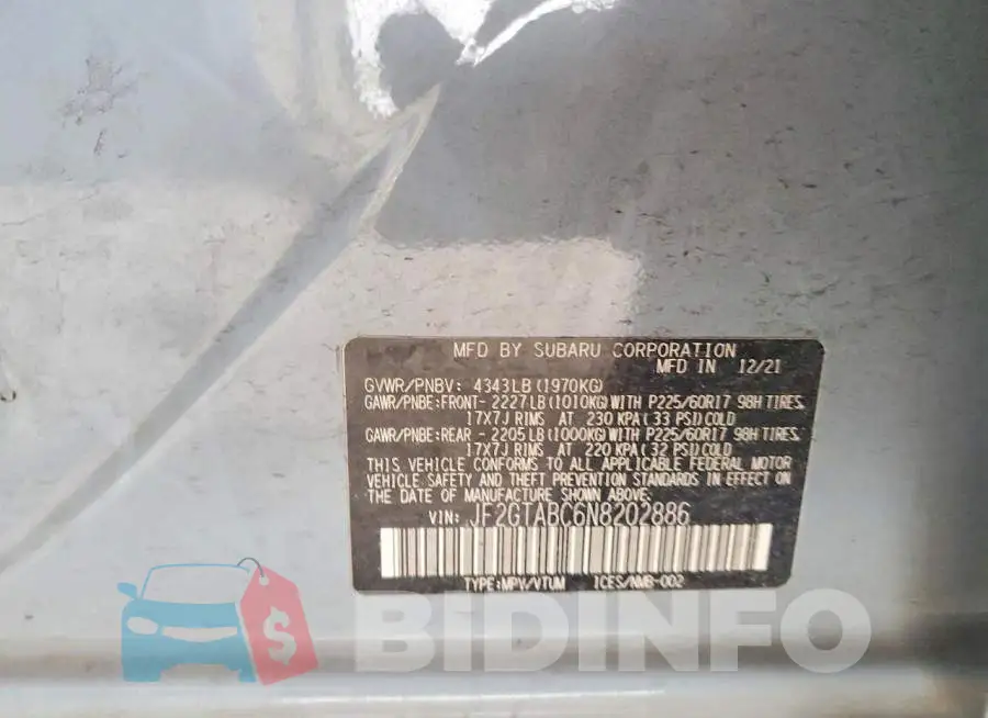 JF2GTABC6N8202886 Photo# 13