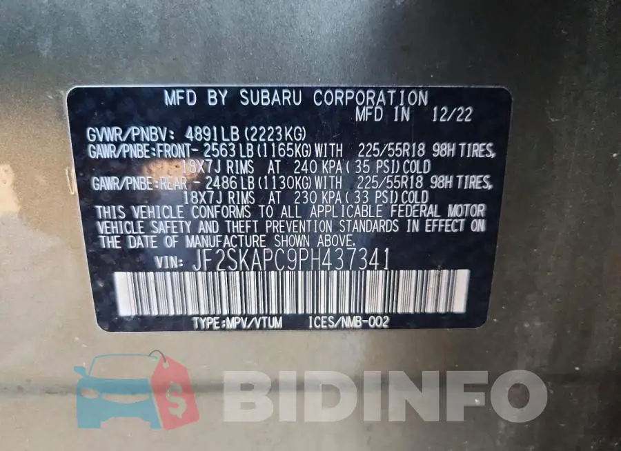 JF2SKAPC9PH437341 Photo# 13