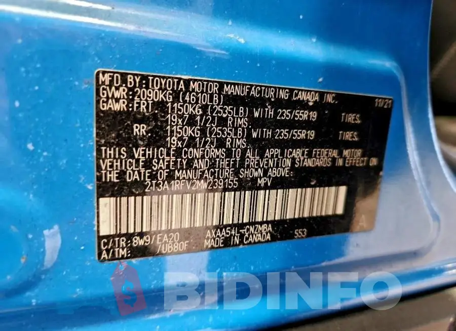 2T3A1RFV2MW239155 Photo# 13