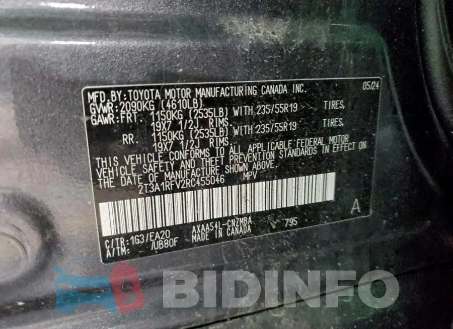 2T3A1RFV2RC455046 Photo# 13