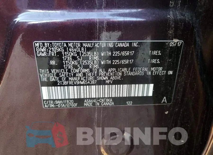 2T3BFREV9HW654387 Photo# 12