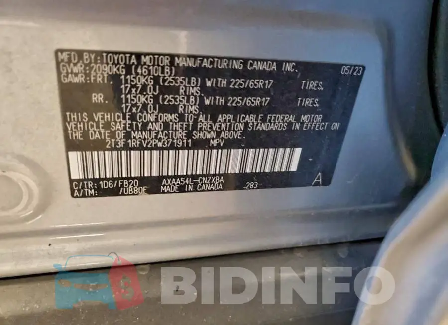 2T3F1RFV2PW371911 Photo# 13