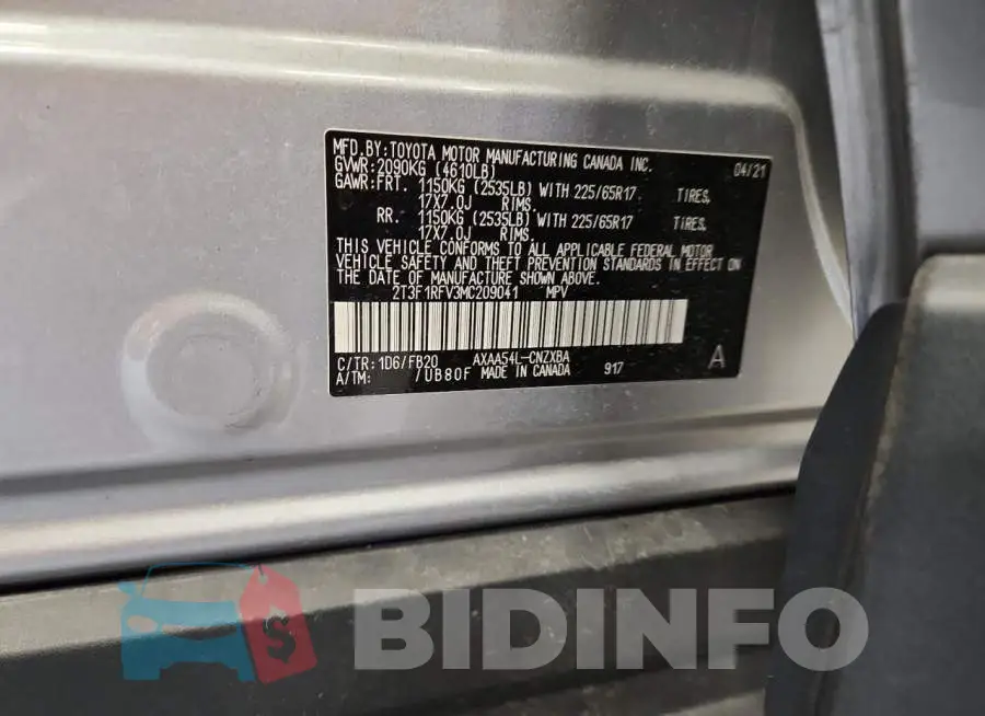 2T3F1RFV3MC209041 Photo# 13