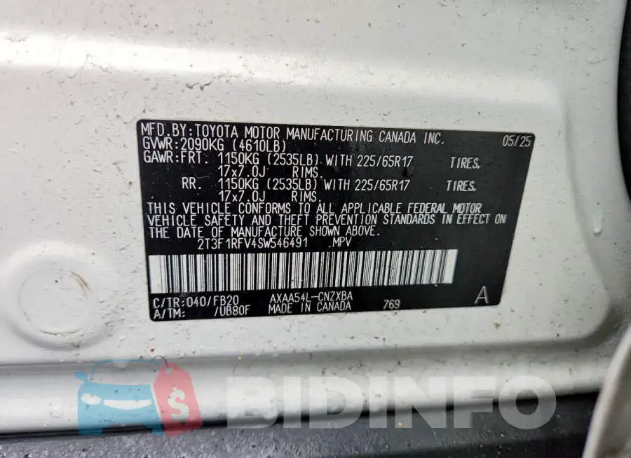 2T3F1RFV4SW546491 Photo# 14