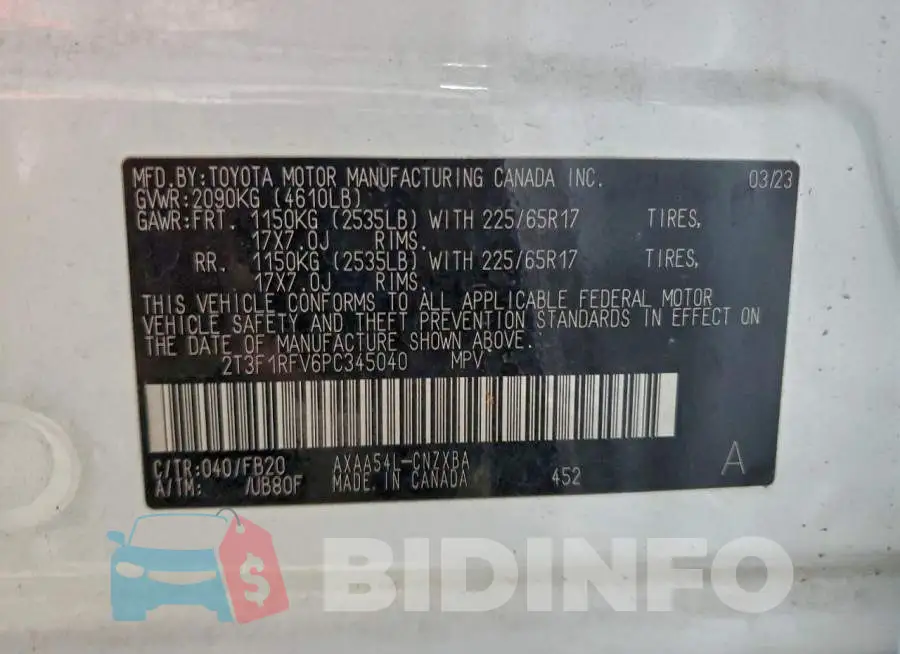 2T3F1RFV6PC345040 Photo# 14