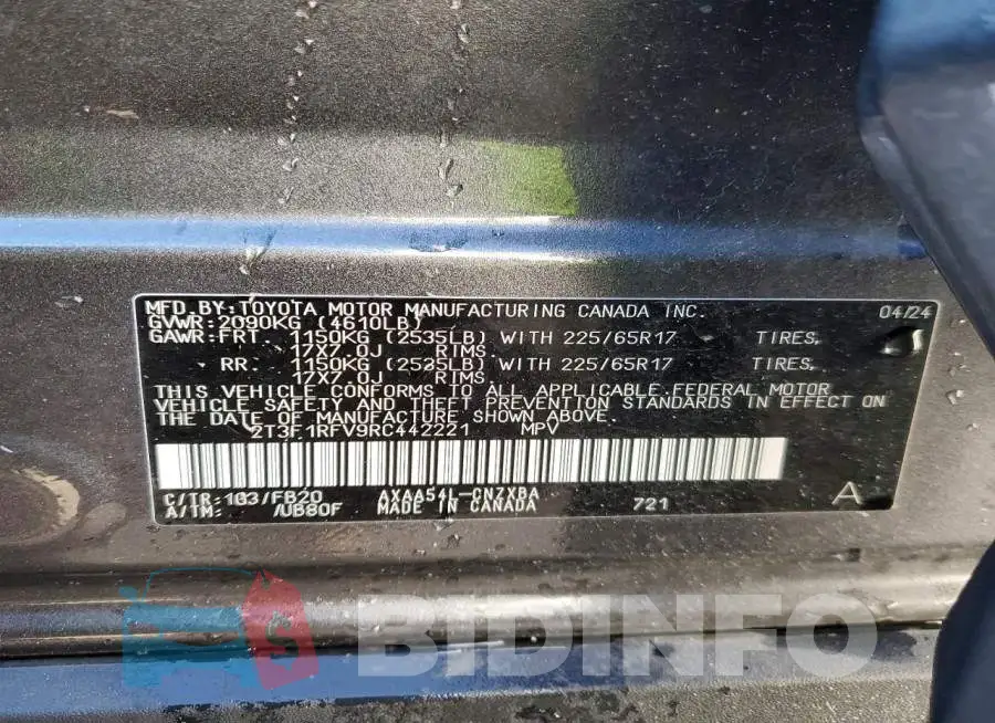 2T3F1RFV9RC442221 Photo# 14