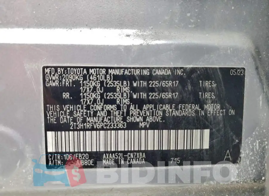 2T3H1RFV6PC233363 Photo# 14
