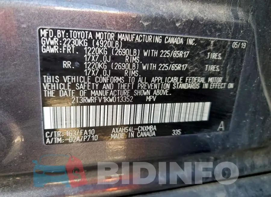 2T3RWRFV1KW013352 Photo# 12