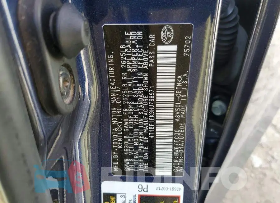 4T1BF1FK9HU768971 Photo# 12