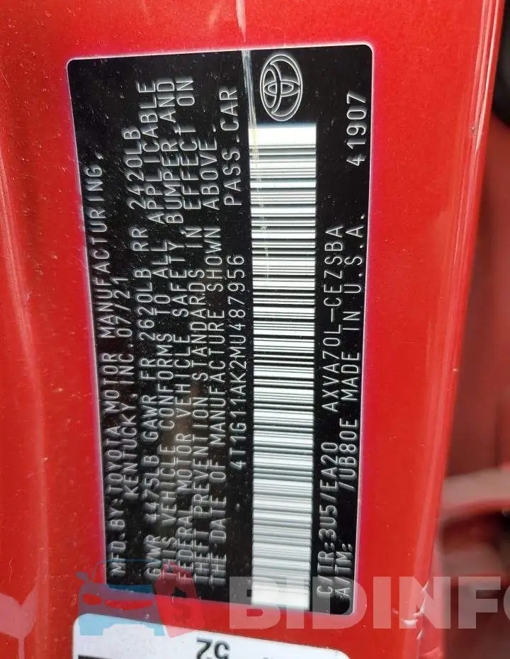 4T1G11AK2MU487956 Photo# 12