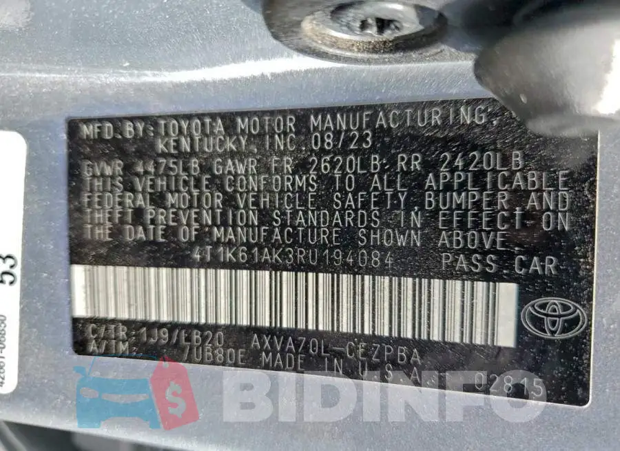 4T1K61AK3RU194084 Photo# 13