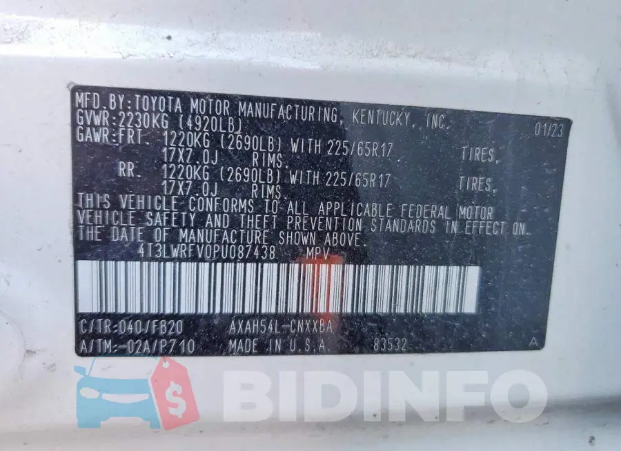 4T3LWRFV0PU087438 Photo# 13