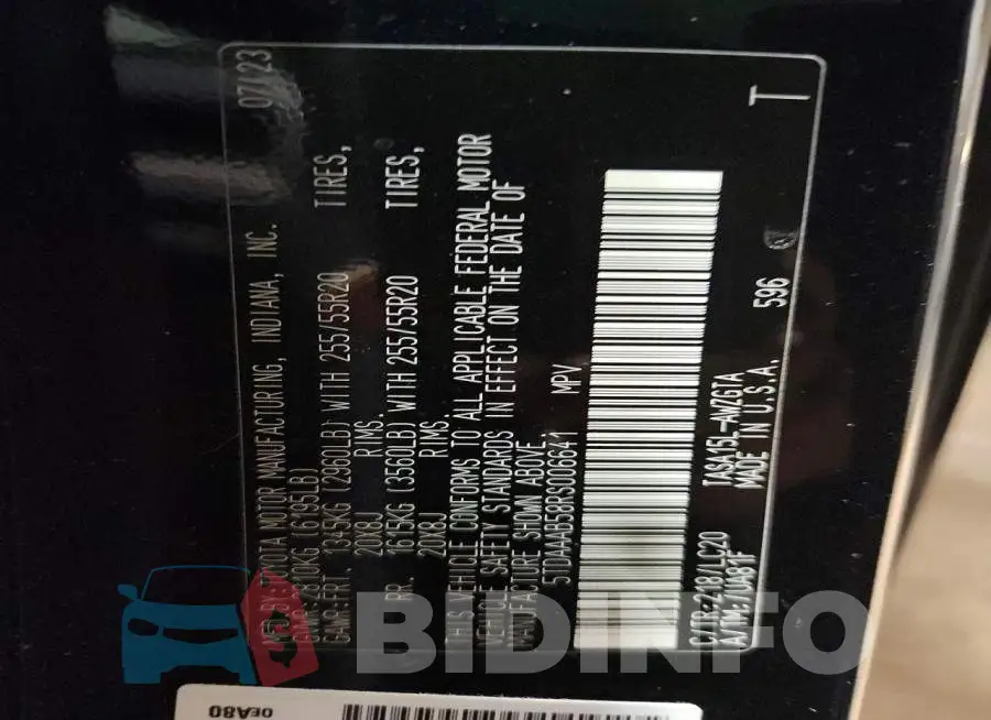 5TDAAAB58RS006641 Photo# 13