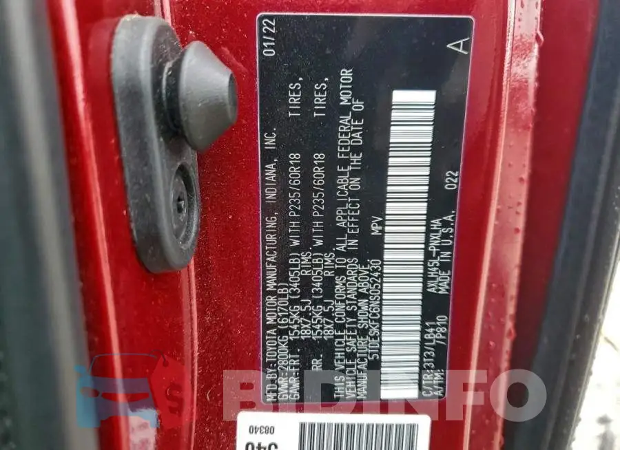 5TDESKFC6NS052430 Photo# 14