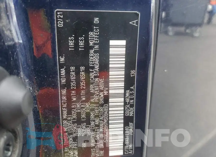 5TDGZRBH7MS094893 Photo# 13