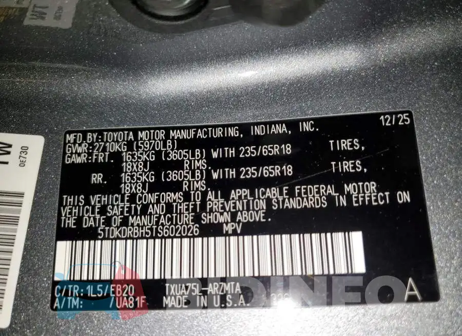 5TDKDRBH5TS602026 Photo# 13