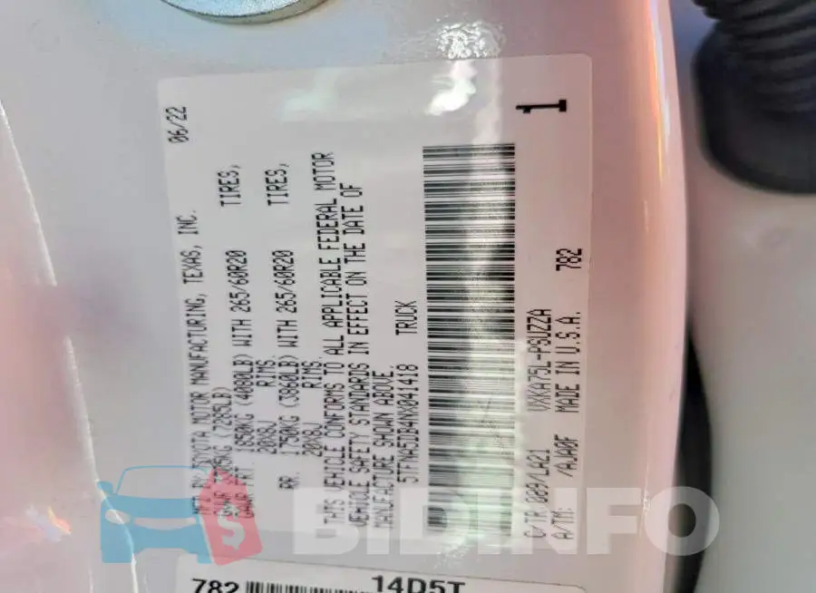 5TFNA5DB4NX041418 Photo# 13