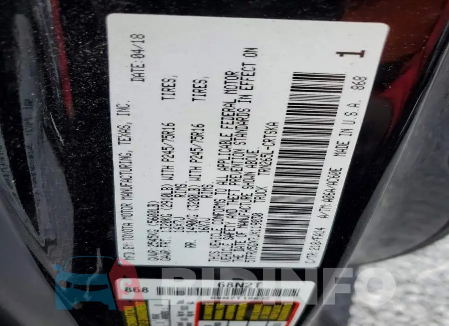 5TFRX5GN7JX119030 Photo# 12