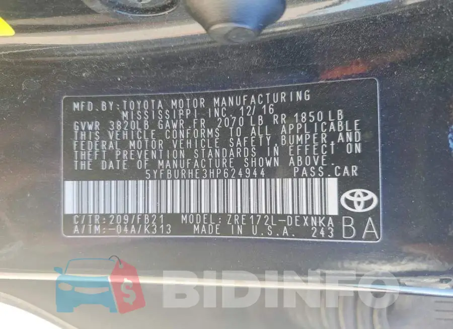 5YFBURHE3HP624944 Photo# 12