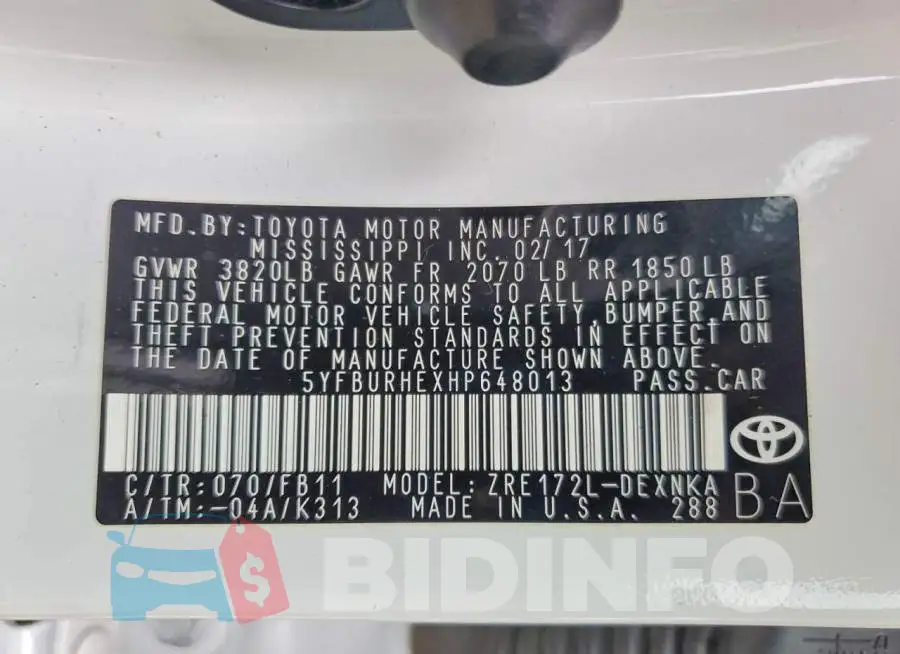 5YFBURHEXHP648013 Photo# 12